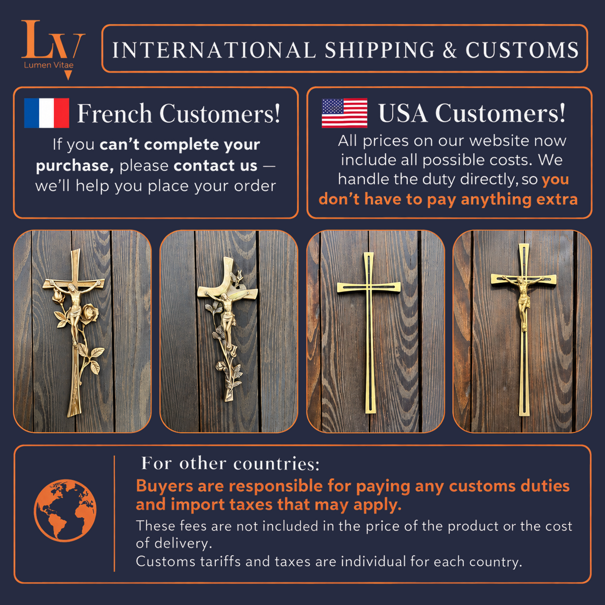 Solid Brass Crucifix for Wall Catholic Gift