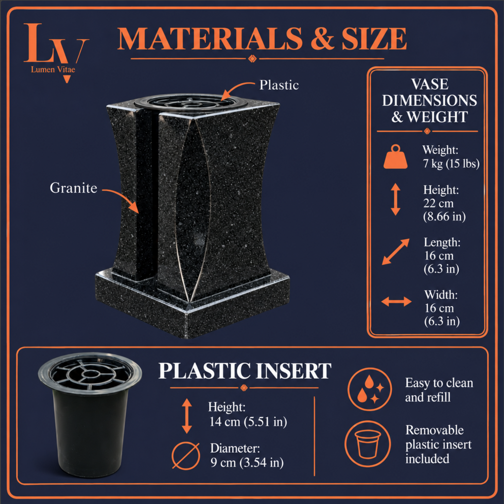 Personalized Headstone Granite Vase for Flowers