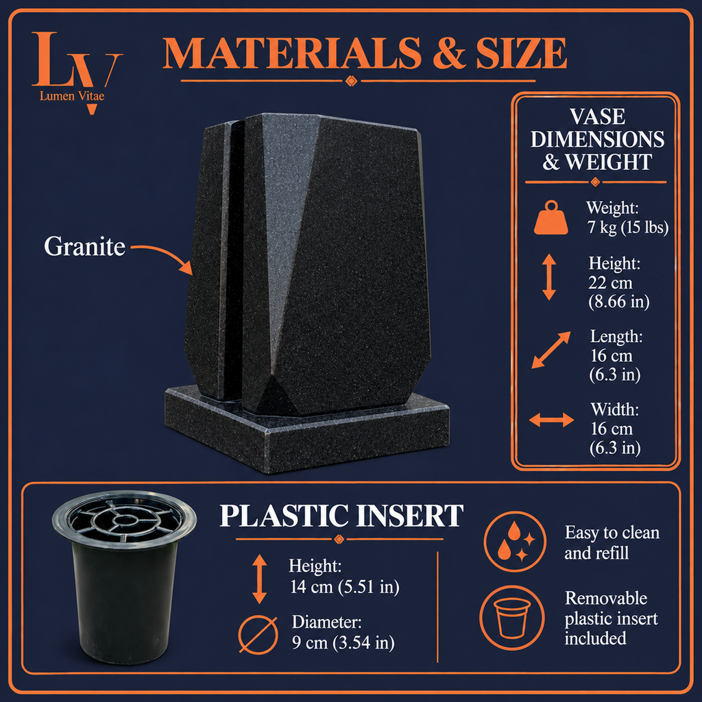 Personalized Cemetery Granite Vase