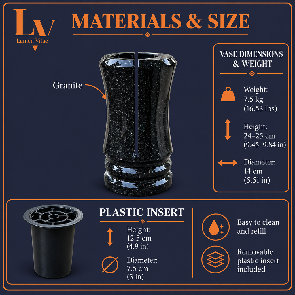Personalized Headstone Granite Vase for Flowers