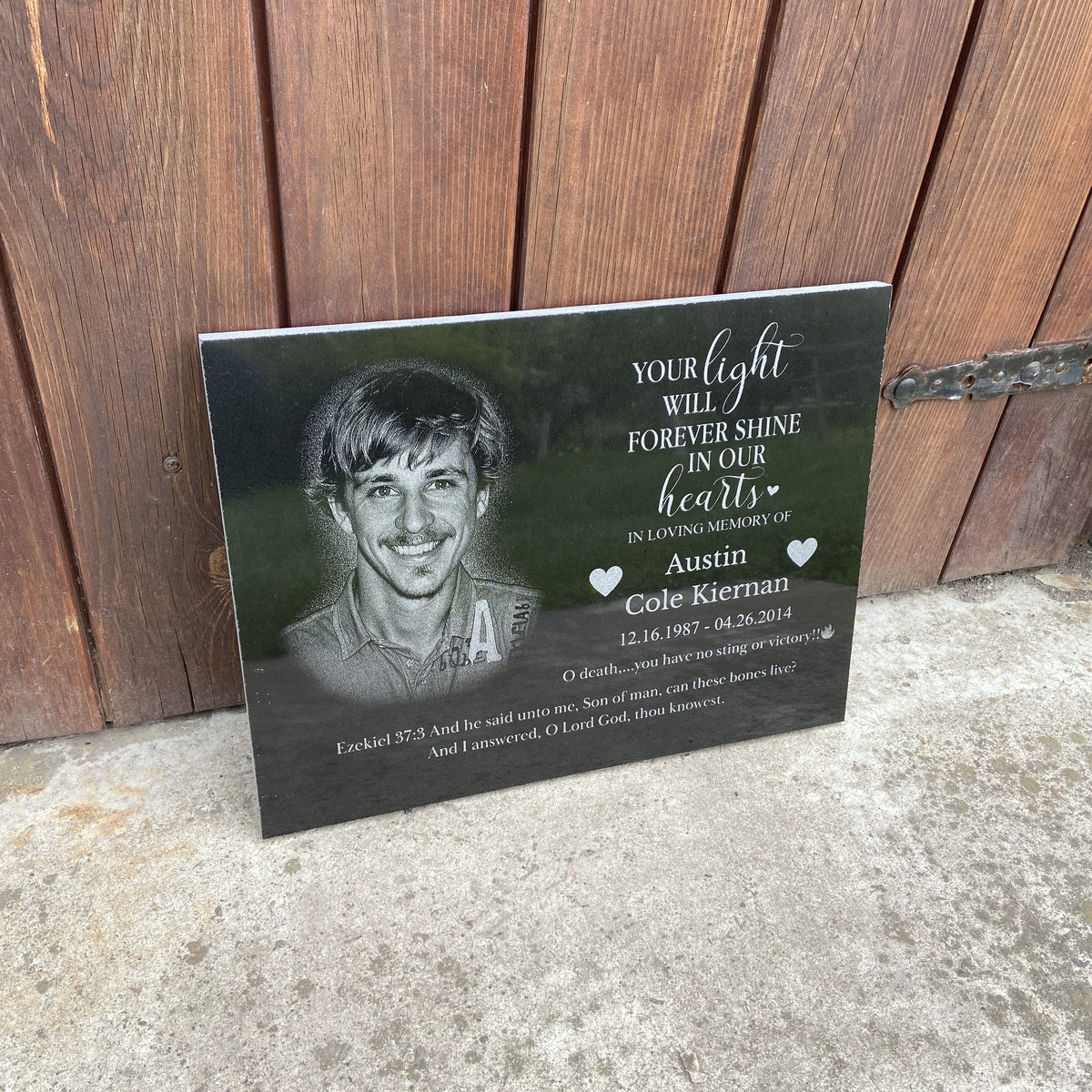 Custom Granite Memorial Plaque with Photo