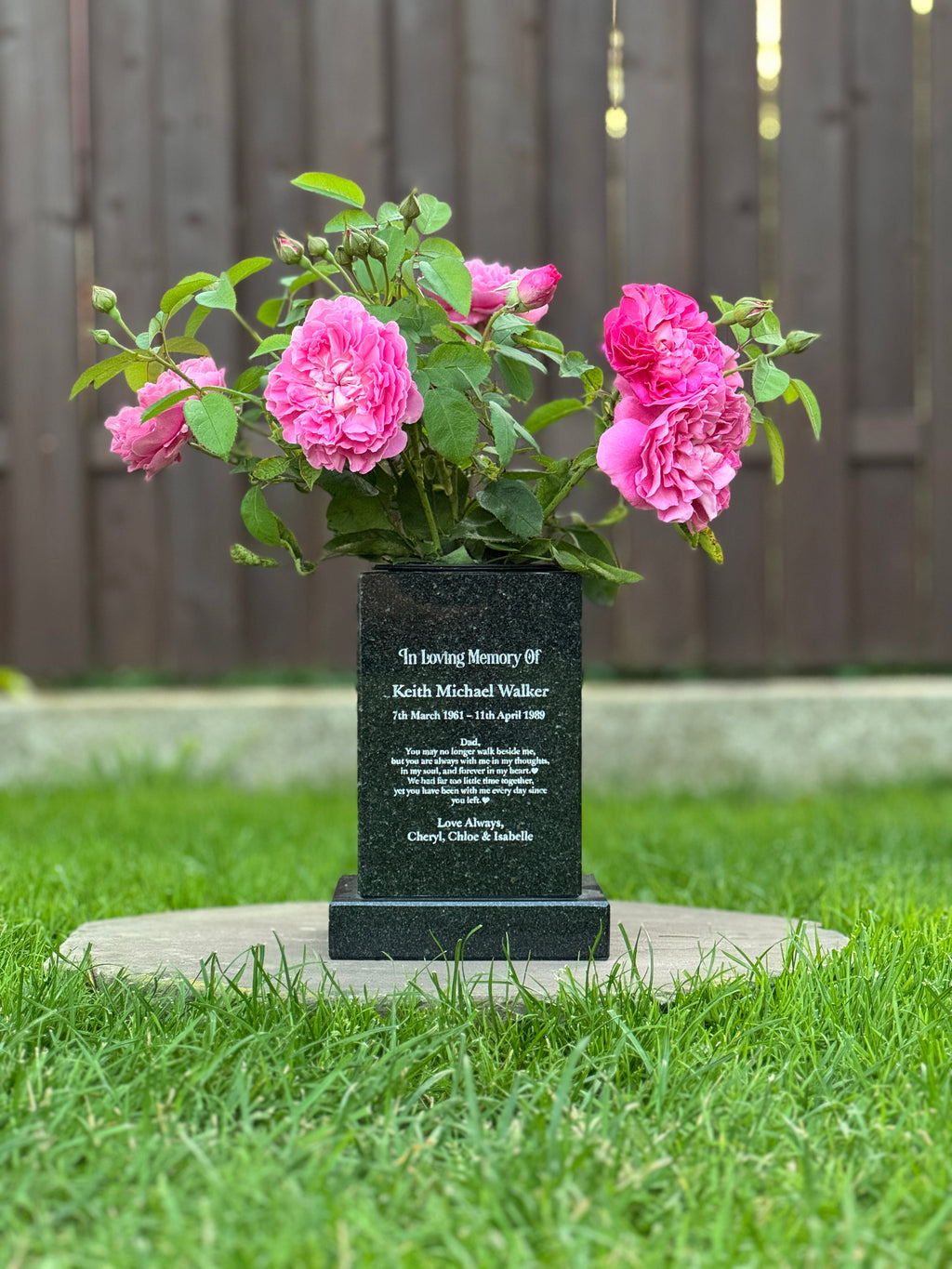 Personalized Cemetery Granite Vase
