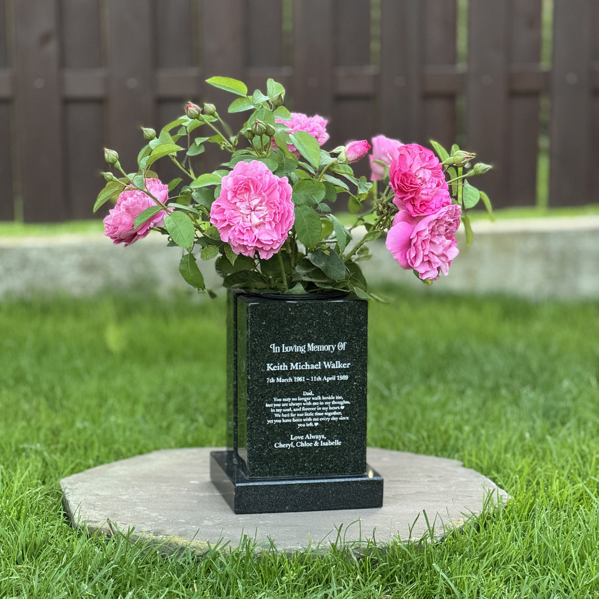 Personalized Cemetery Granite Vase