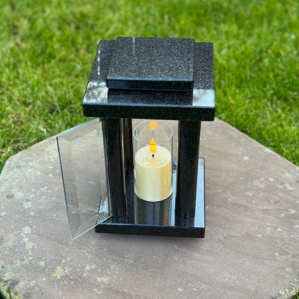 Personalized Granite Memorial Lantern Candle Holder for Tombstone