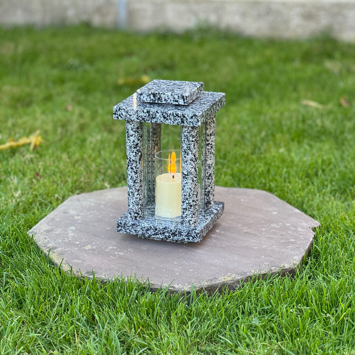 Personalized Granite Memorial Lantern Candle Holder for Tombstone