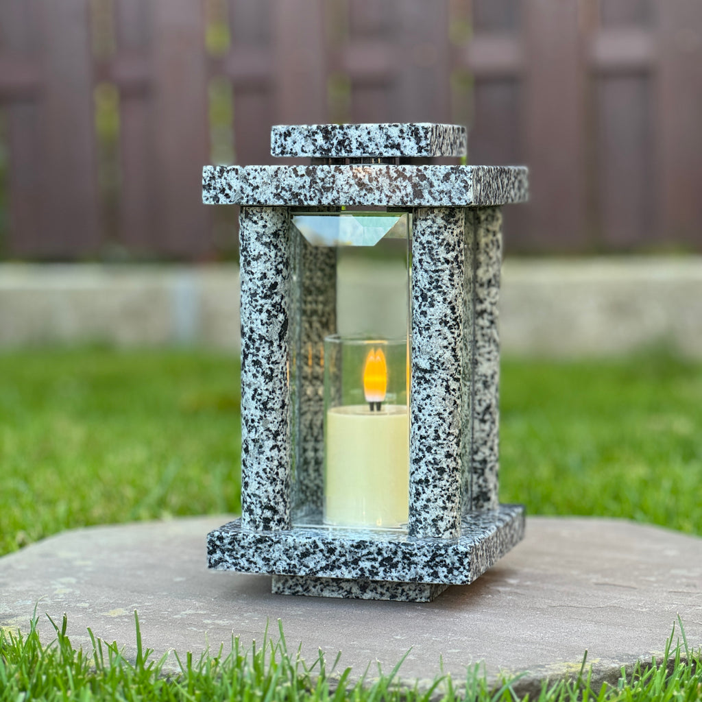 Personalized Granite Memorial Lantern Candle Holder for Tombstone
