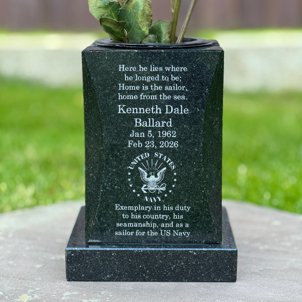 Personalized Headstone Granite Vase for Flowers