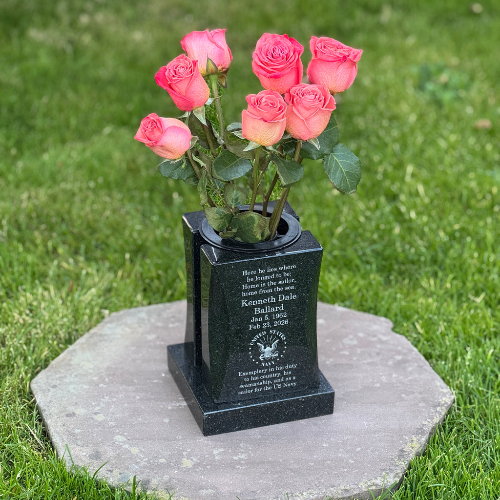 Personalized Headstone Granite Vase for Flowers