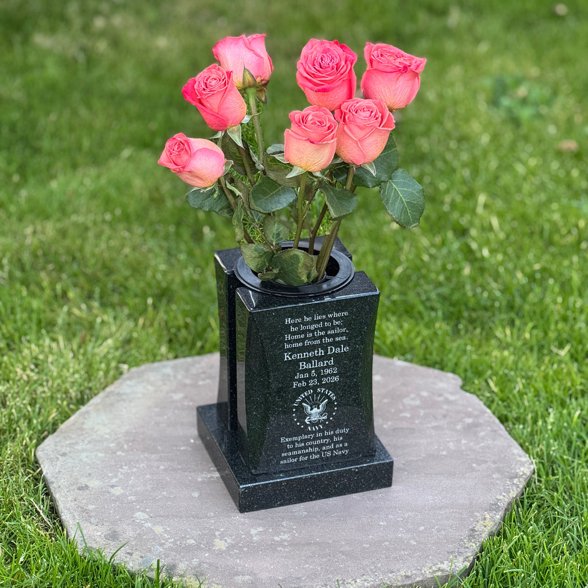 Personalized Headstone Granite Vase for Flowers