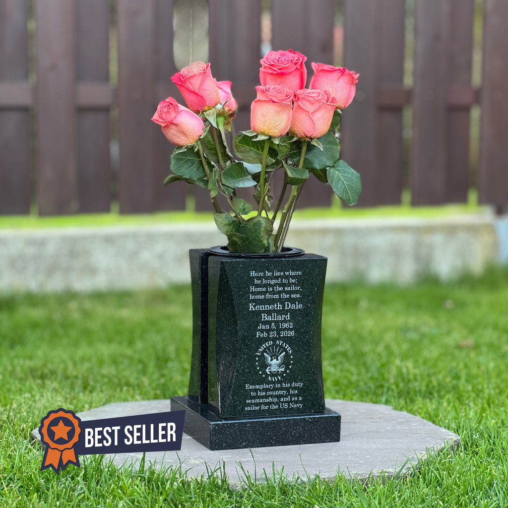 Personalized Headstone Granite Vase for Flowers