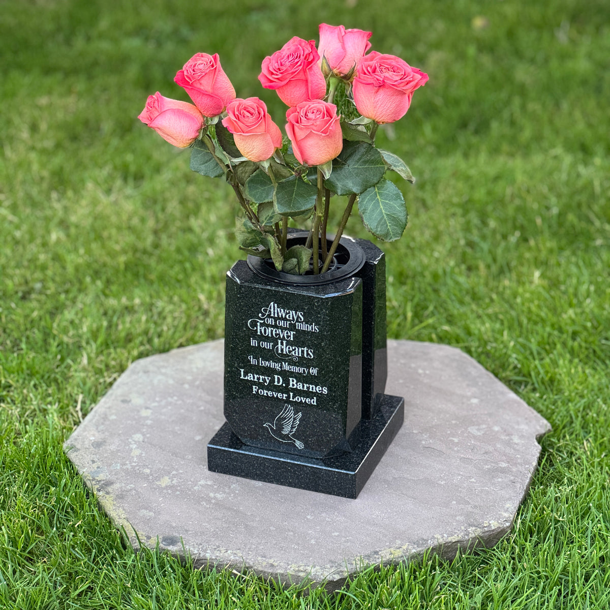 Engraved Granite Cemetery Vase