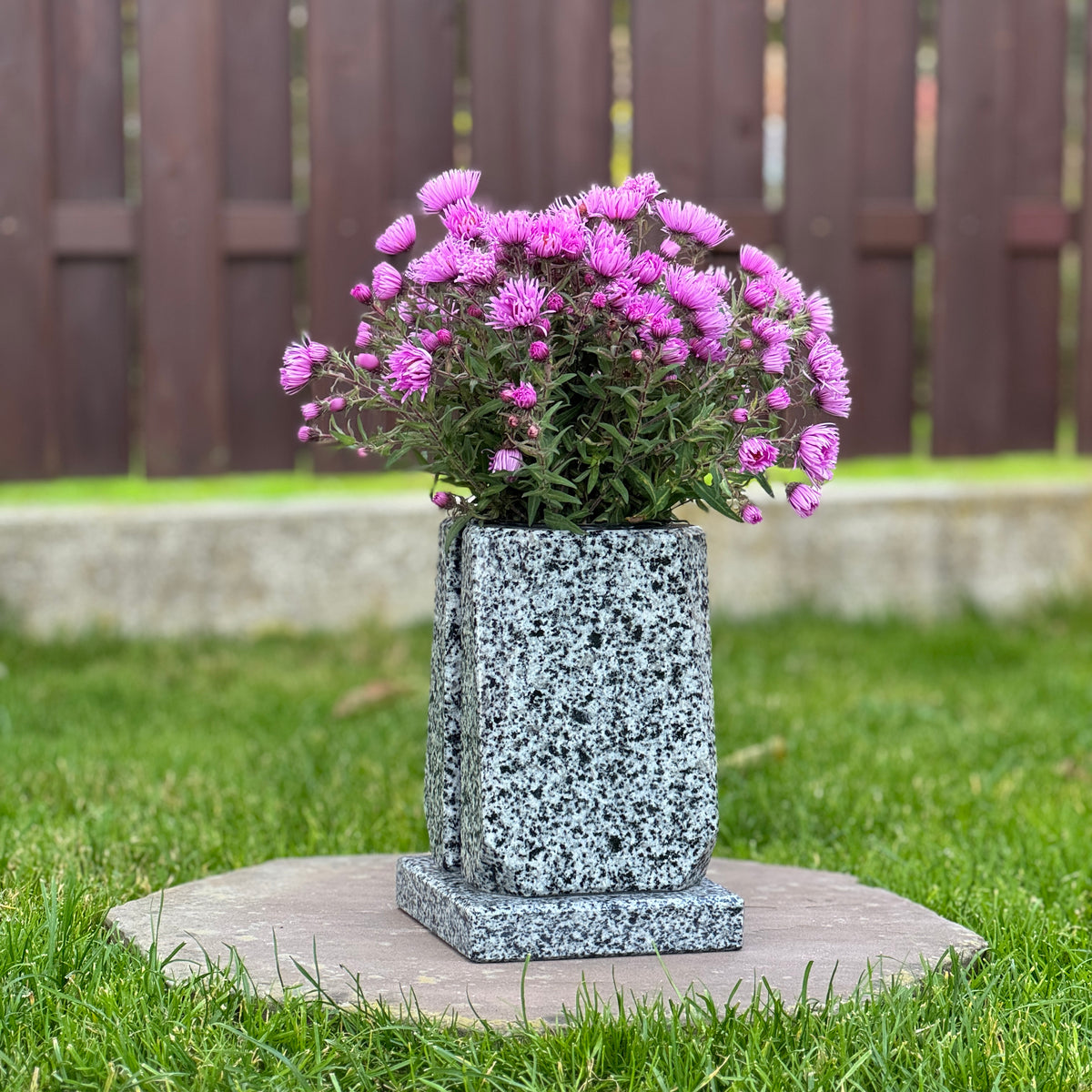Engraved Granite Cemetery Vase