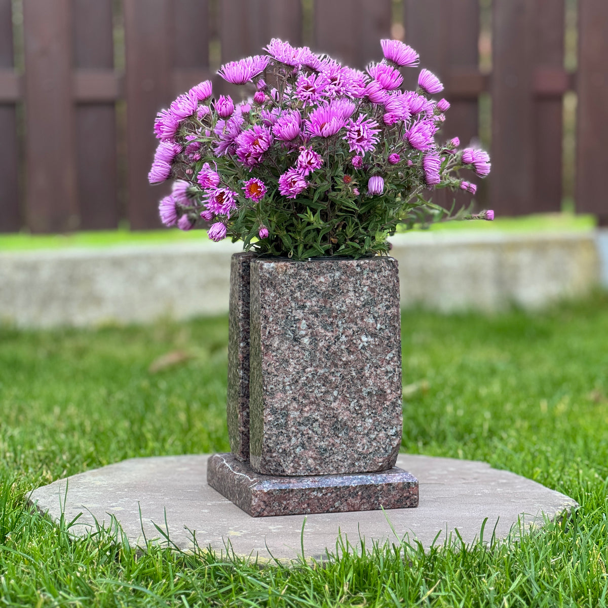 Engraved Granite Cemetery Vase