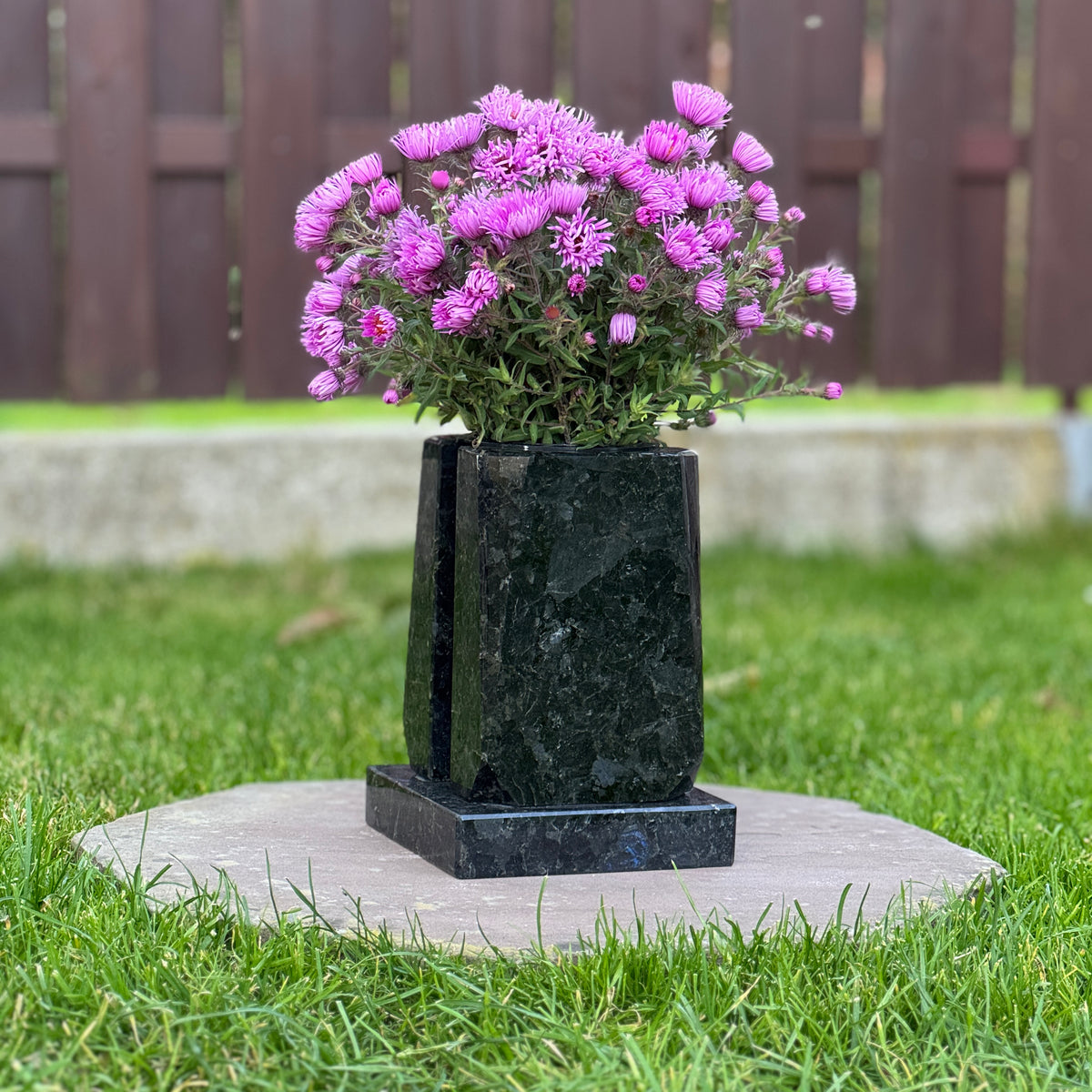 Engraved Granite Cemetery Vase