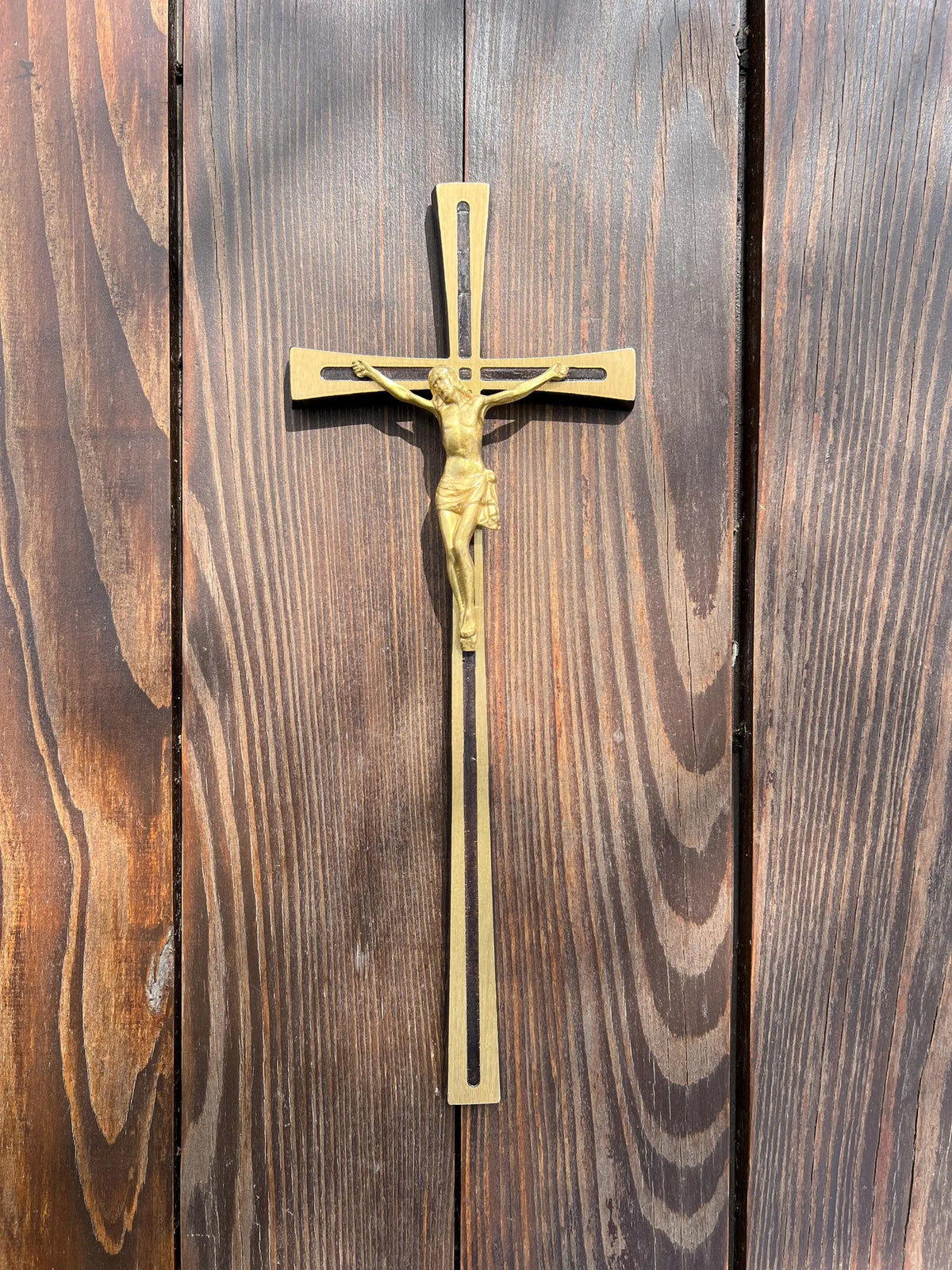 Brass Memorial Wall Crucifix for Cemetery