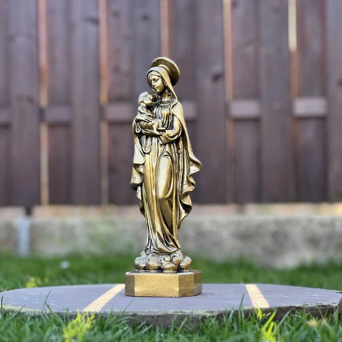 Bronze Virgin Mary with Baby Jesus