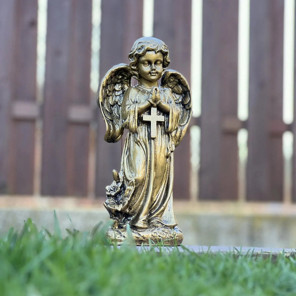 Polystone’owa figura anioła z krzyżem