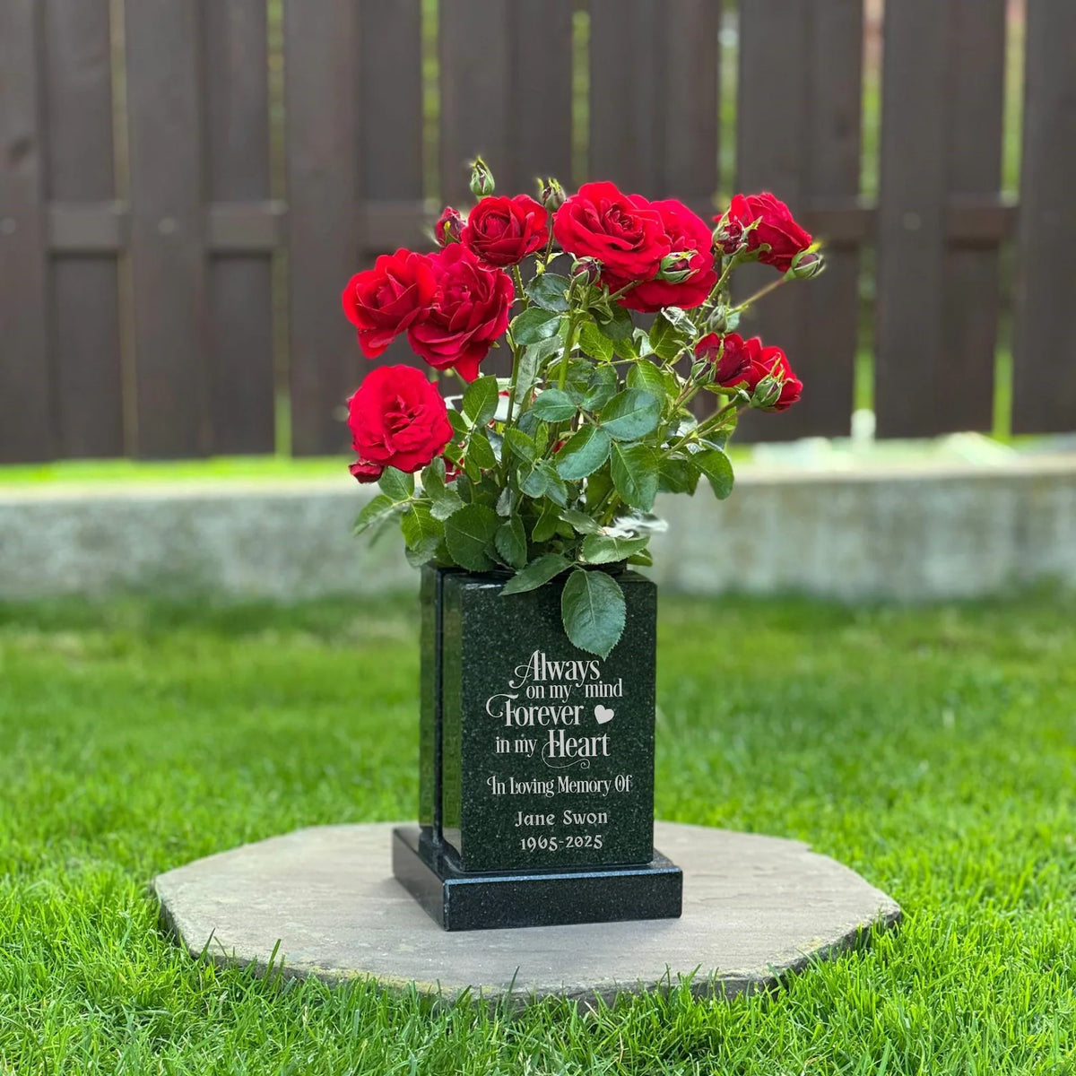 Personalized Cemetery Granite Vase