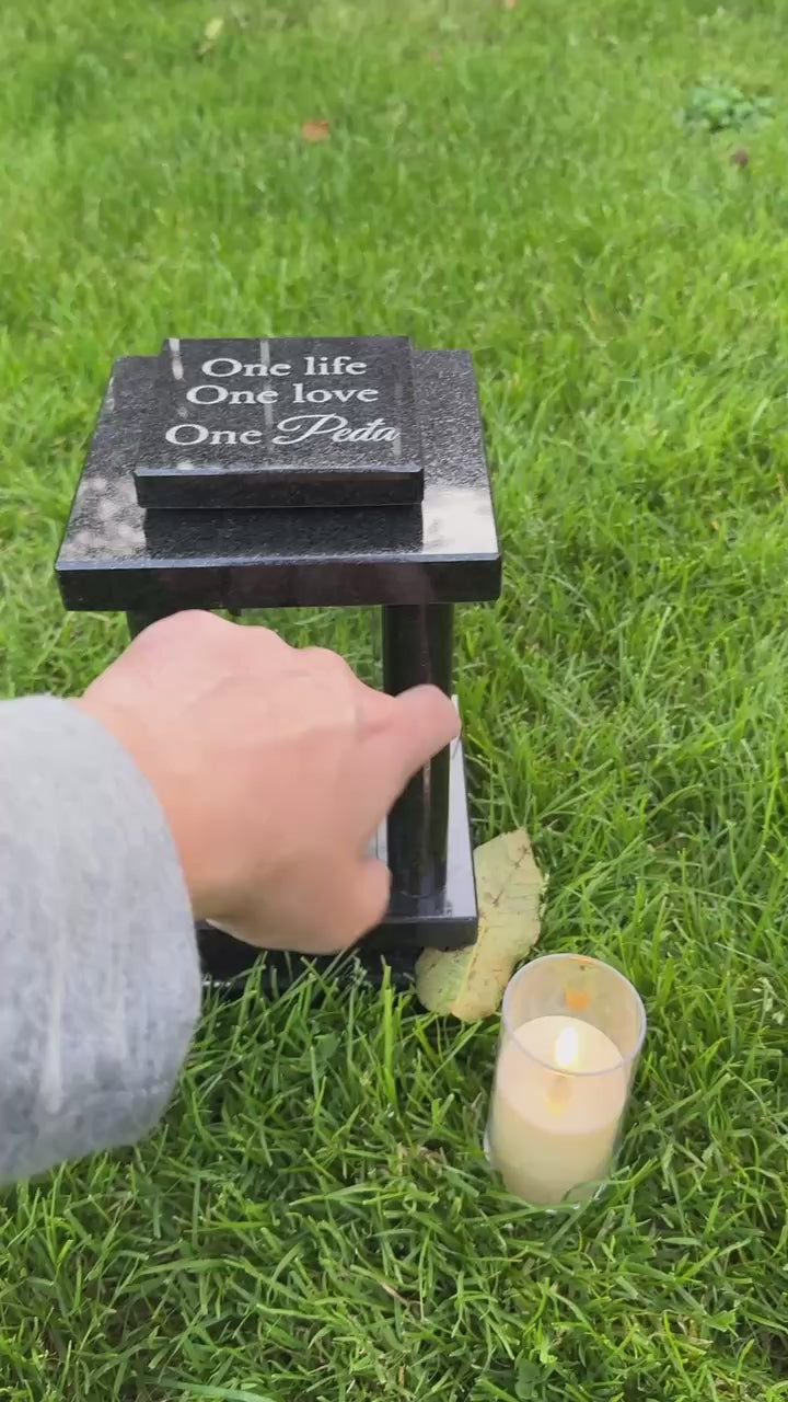 Personalized Granite Memorial Lantern Candle Holder for Tombstone