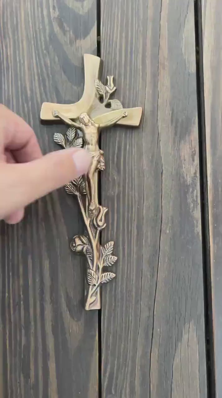 Solid Brass Crucifix for Wall Catholic Gift