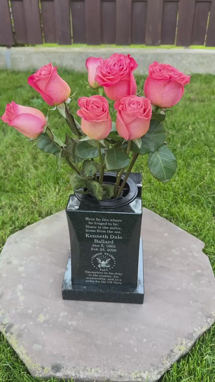 Personalized Headstone Granite Vase for Flowers